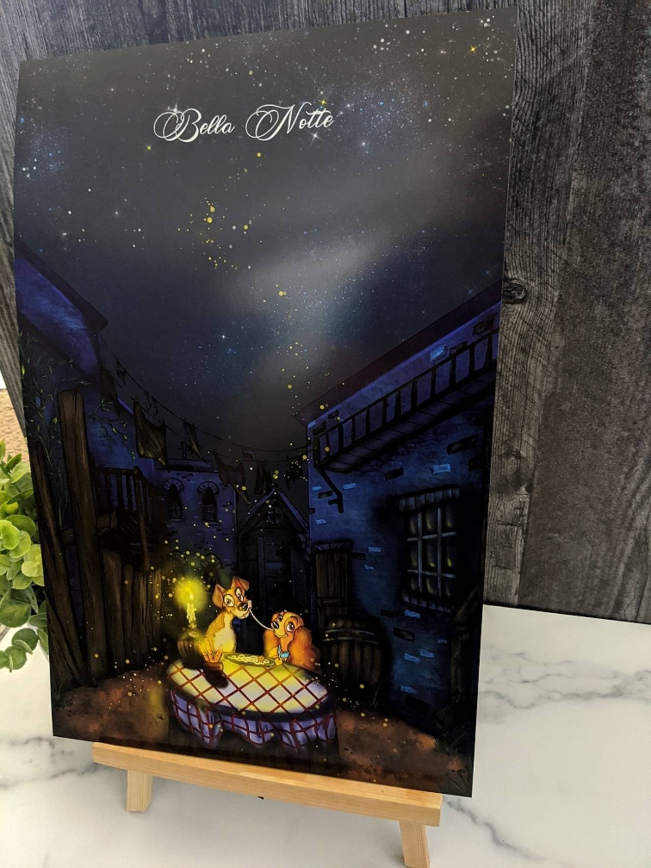 Bella Notte- Lady and the Tramp Disney Dogs Romance Inspired Art Print ...