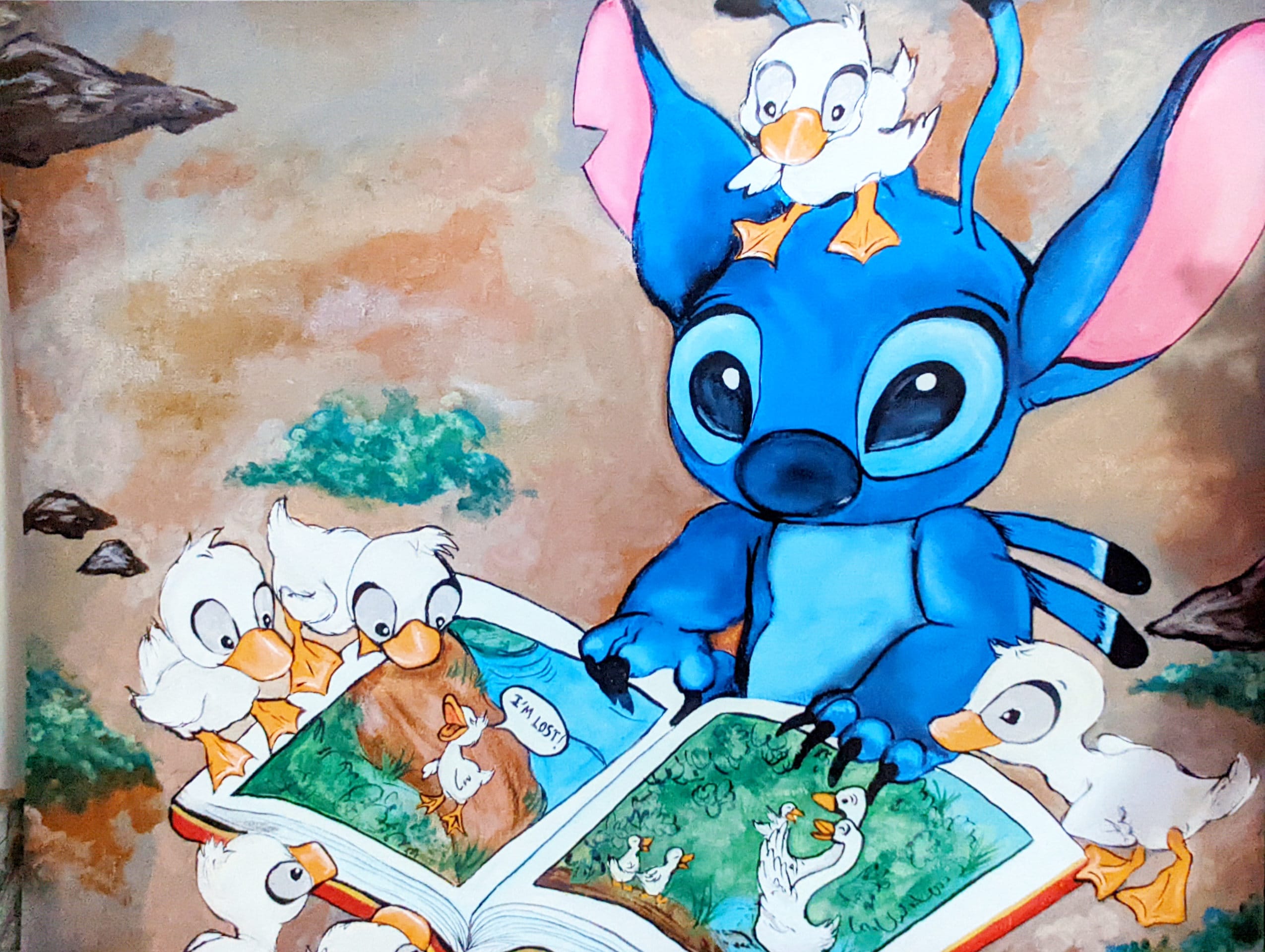 Lilo & Stitch  Reading the Ugly Duckling Keychain - Custom Fan Art