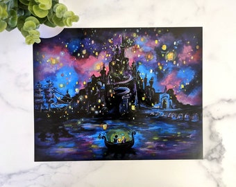 I See the Light- Tangled Rapunzel Flynn Rider Floating Lanterns Disney Inspired Art Print