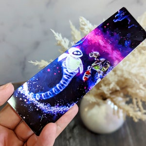 Space Dance- Wall-E and Eva Disney Inspired Glossy Aluminum Metal Bookmark