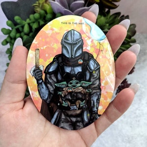 Este es el camino: calcomanía de vinilo impermeable grande inspirada en El niño Grogu de Star Wars de Mandalorian en Disneyland