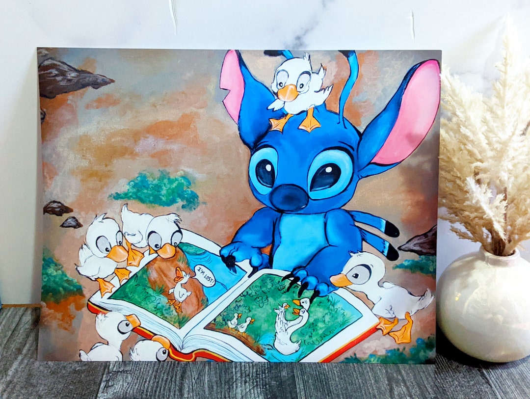 Disney Poster Print - Stitch Reading The Ugly Duckling - 16 x 20