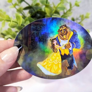 Song as Old as Rhyme- Beauty and the Beast Princess Belle Disney Inspired Vinyl Waterproof Holographic Sticker
