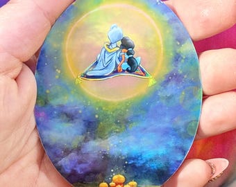 Eine ganz neue Welt - Aladin und Jasmin fliegender Teppich Holo wasserdichter Vinyl-Aufkleber