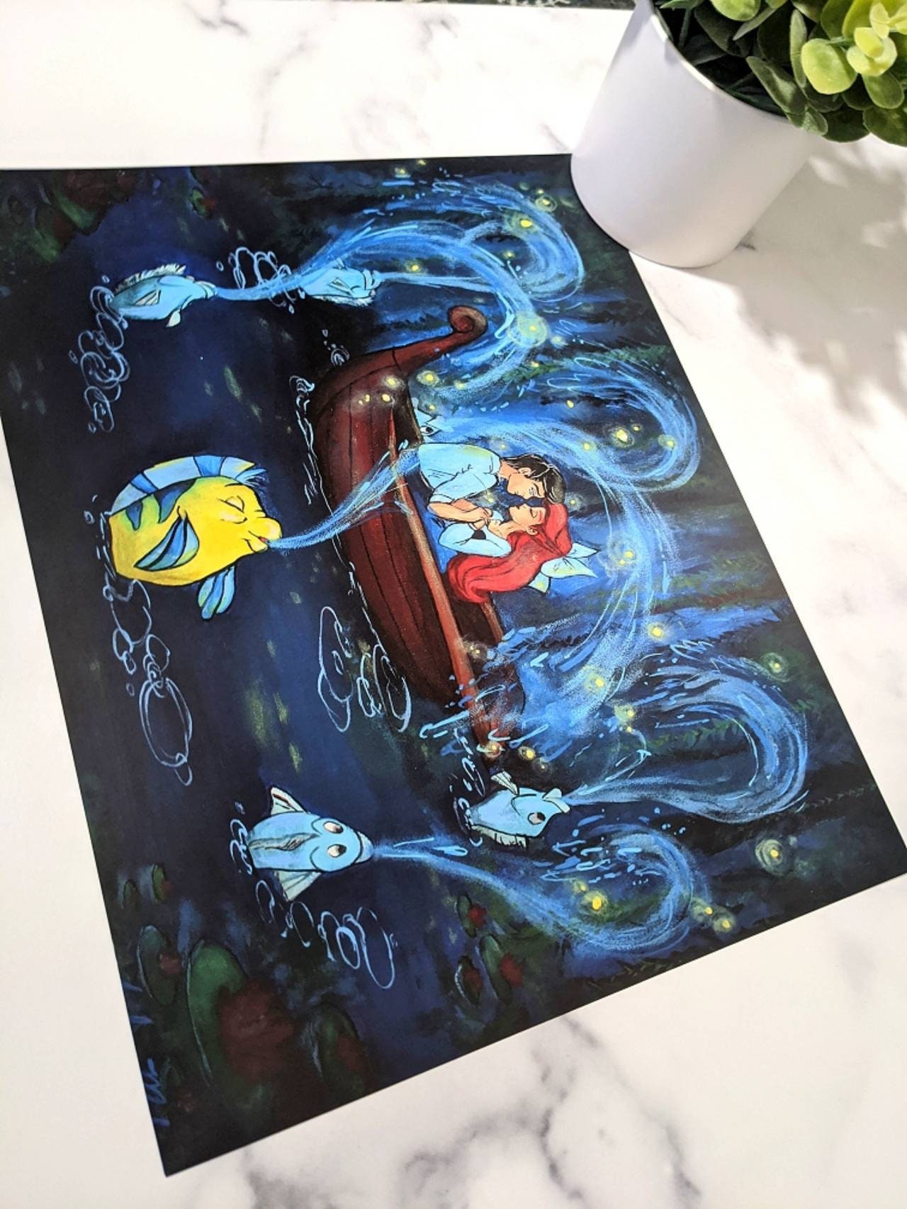 Kiss the Girl - de kleine zeemeermin-prinses Ariel Flounder  Disney-geïnspireerde kunstprint - Etsy België, image size:1280x1707