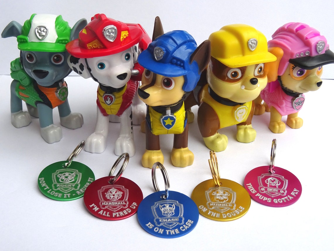 Paw Patrol Inspiré Dog ID Tags 25mm Balises didentité ronde Etsy