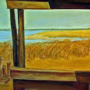 View from &quot;The Famous Shack&quot; in Ship Bottom, LBI - Note Cards and 8x10&quot; Prints - Original Art painted by Seller. Barnegat Bay NJ, Free Ship