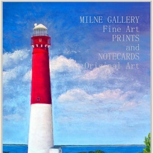 Barnegat Lighthouse Print 8&quot;x10&quot; & Free Card/Original Art by Seller Painted at Barnegat Light, Long Beach Island NJ, Coastal Decor/Wall Art