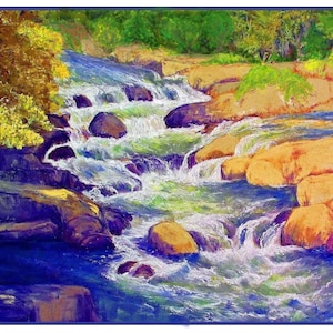 Waterfall on Housatonic CT River Art Print – Original Painting by Seller, Bulls Bridge Kent CT, Home Decor, Wall Art