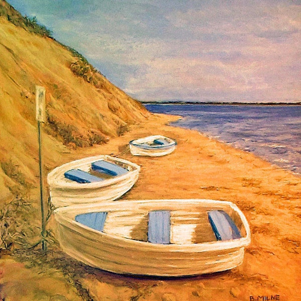 Cape Cod Boats, Blank Notecard, 5x7 inch, Original Art, 8x10 inch prints, Chatham, Massachusetts seashore, fishing, nautical art, Free Ship