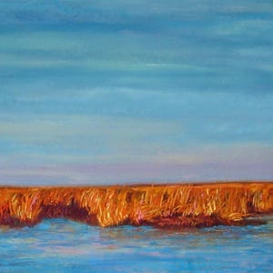 LBI Marsh Art Print (8x10), Pastel Painting by Seller, Long Beach Island NJ and Note Card image 1