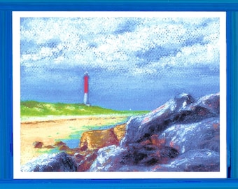 Impresión y tarjeta del faro de Barnegat (8x10), Long Beach Island, NJ/Pintado por el vendedor