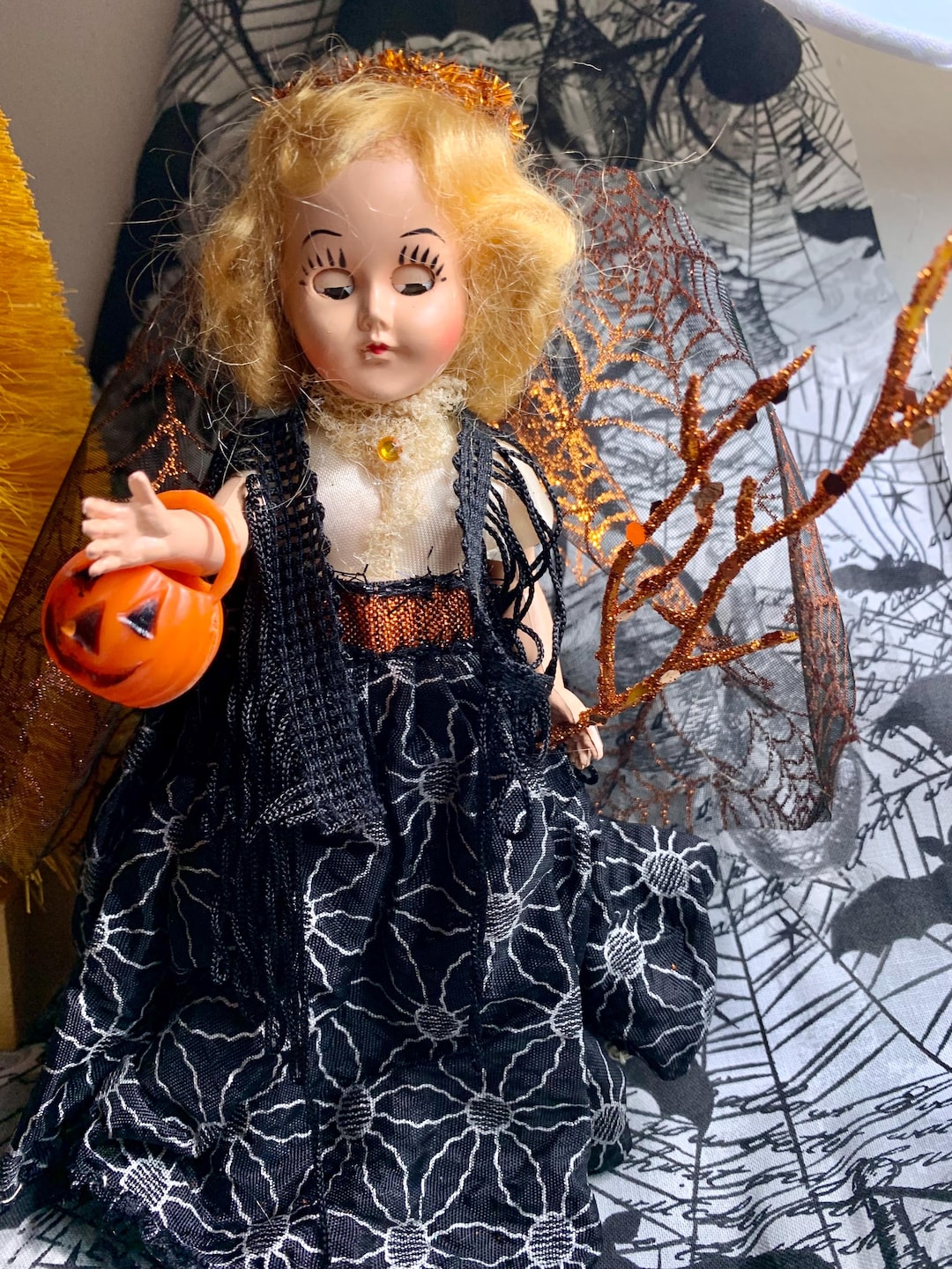 Vintage Halloween Doll Witch Figure - Etsy