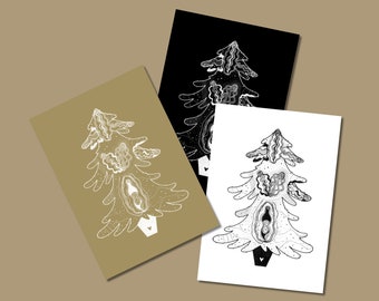 Girls - Christmas Card - Vagina Tree - Set of 3