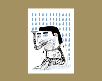Postcard Man in the rain