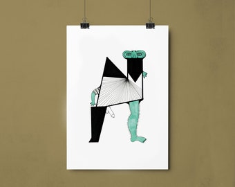 Groen monster Artprint a4