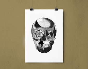 Skull Artprint a4 Blackandwhite