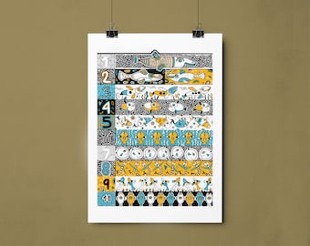 Count the fish Artprint a4