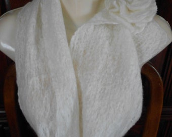 women scarf wool scarf white scarf ivory scarf handmade scarf felt scarf woolshawl soft scarf merino wool scarf silk scarf lightweight scarf