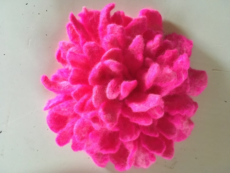 Lovely pink peony wool flower handmade peony wet felt flower vegan rose hair pin sweather pin save pin for shawl gift for her image 1