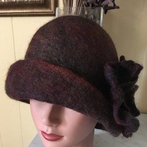 Handmade Wet Felted Cloche Hat: Merino Wool Boho Art Deco