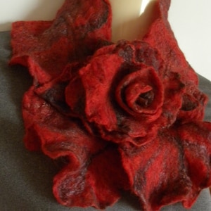 Handmade Neck Warmer Red Wool Scarflette Warm Collar Small Scarf Felted ...