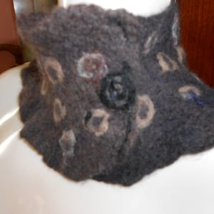 Handmade dark brown snood cobweb snood wet felted neckwarmer hippie snood wool cowl wool scarf art deco