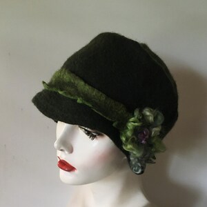 Handmade cloche hat wet felted hat felted cloche 1920 hat felt cloche hat unique embossed hat trend  hat art deco ship now