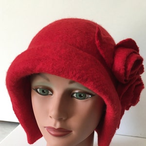 Handmade hat red hat textured hat felted cloche felt cloche hat unique hat trend woman hat hats women hat accept orders art deco