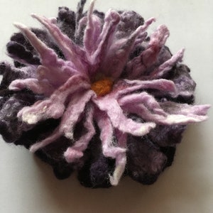 Handmade Merino Wool Flower Brooch: Wet Felt Art Deco Pin