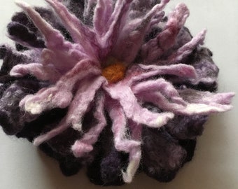 Hand made wool  flower handmade  wet felt brooch soft  sweater pin rose save pin for shawl gift for her art deco