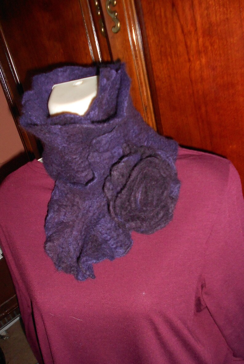 Handmade Neck Warmer Purple Collar Rose Wool Scarflette Soft Etsy