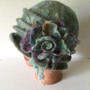 Handmade hat wet felted hat boho hat felted cloche 1920 hat felt cloche hat unique hat trend womens hat art deco