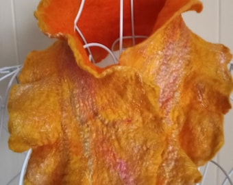 Womens accessories. Handmade Ombre Wool Scarf: Ruffled  Embelished Textured Scarf