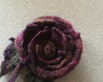Burgundy rose handmade felt flower gift for her