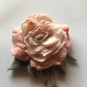 Hand made wool  flower handmade  wet felt brooch soft  sweater pin rose save pin for shawl gift for her art deco