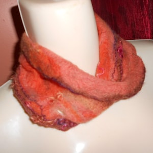 handmade coral circum lace wet felted ombre neck warmer seasonal merino wool  cobweb felted collar Gift for Mother art deco