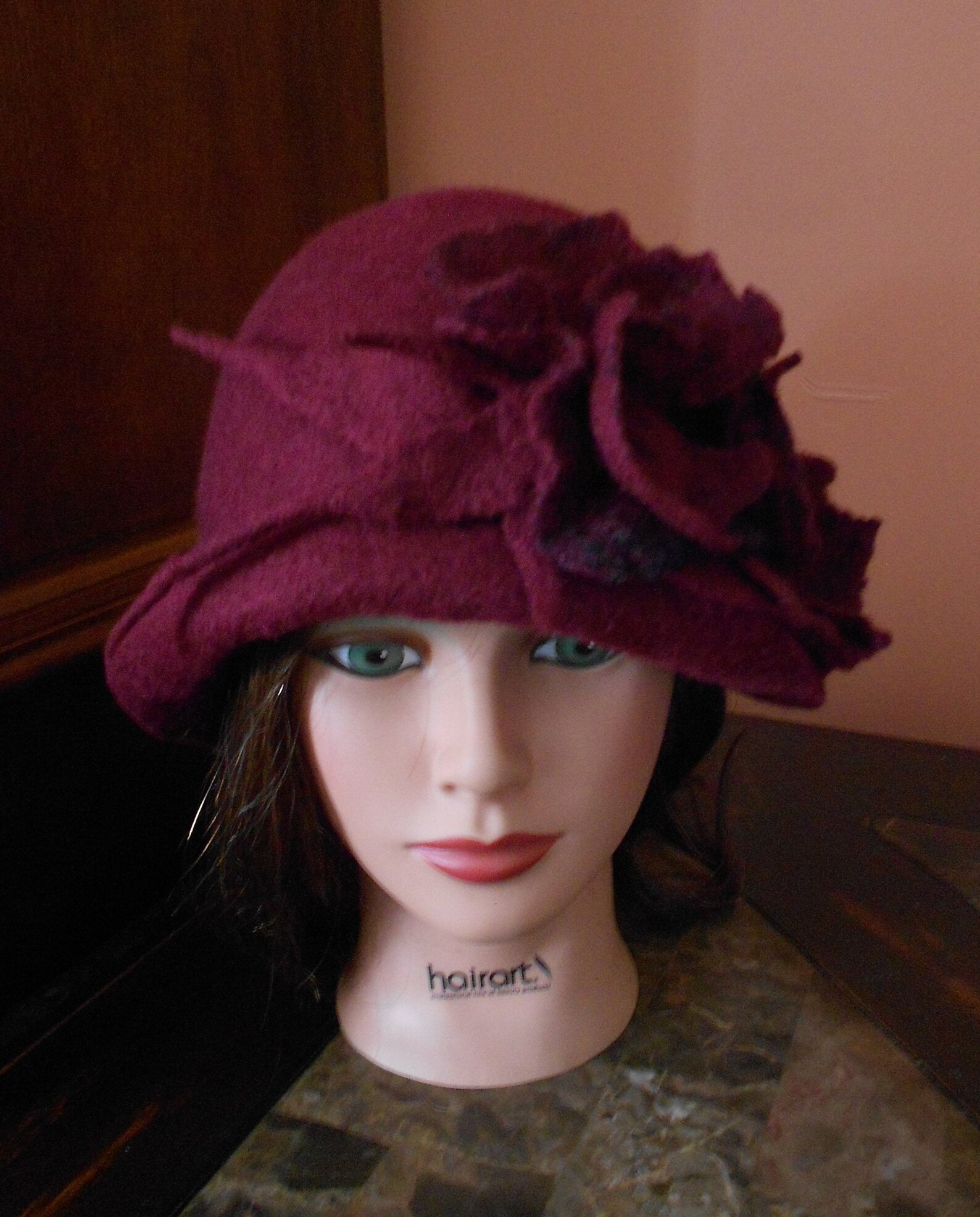 Womens Hat Flowers Hat Felt Hat Burgundy Hat Wool Hat Fashion Etsy