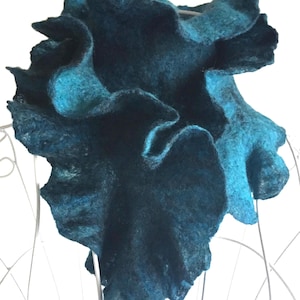 Handmade ombre water color ruffled snood lace wool neck warmer snood wet felted neckwarmer wool collar wool cowl wool scarf art deco