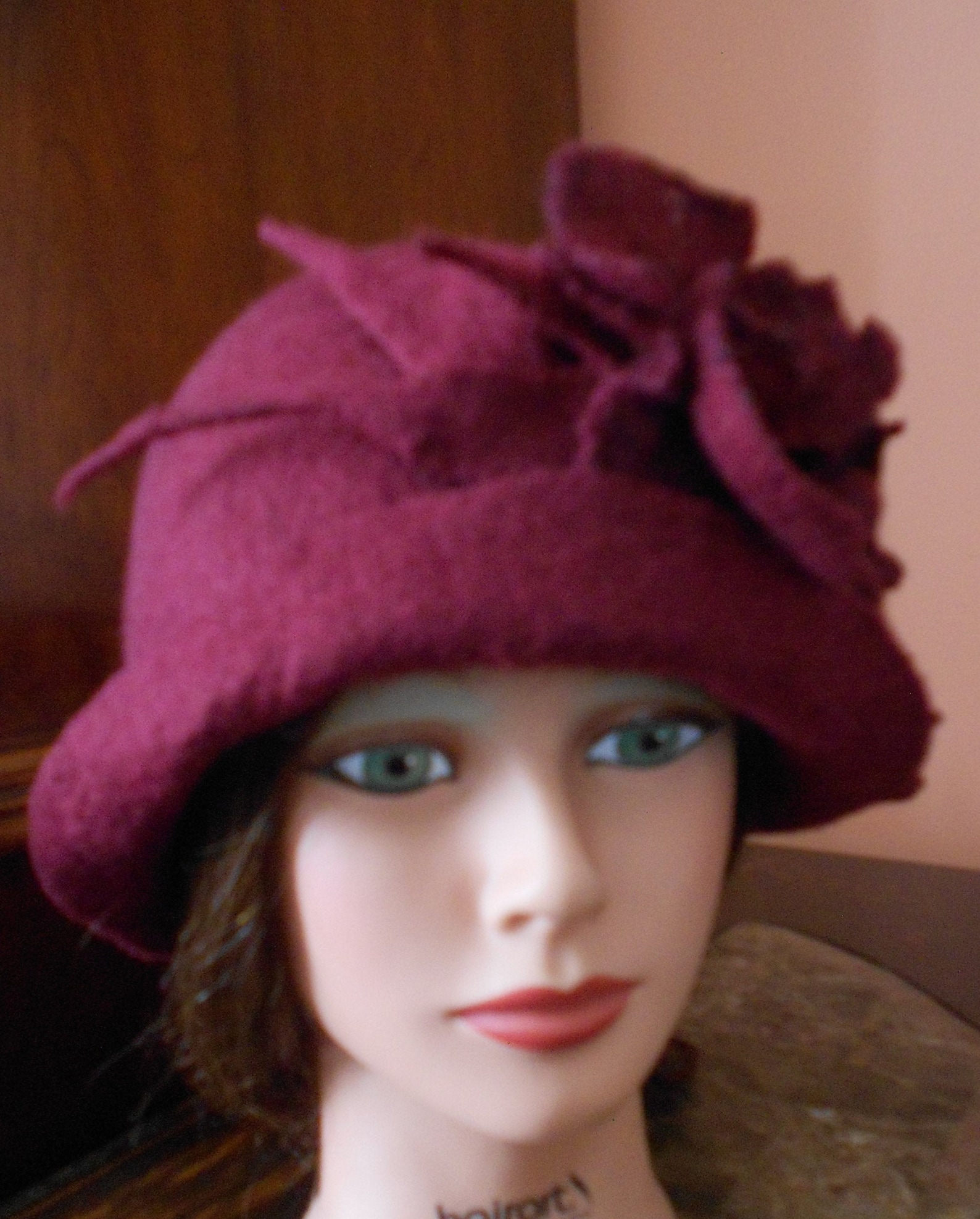 Womens Hat Flowers Hat Felt Hat Burgundy Hat Wool Hat Fashion Etsy