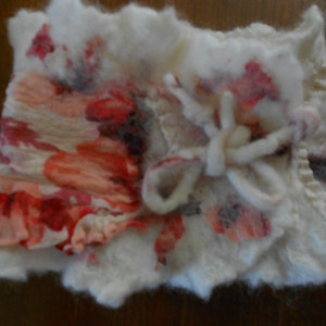 Handmade nuno felt neck warmer hippie collar felted ruffle collar merino wool neckwarmer stylish collar small wearable art scarf gift forher