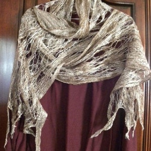 Handmade scarf wool scarf cobweb scarf lace scarf felt wrap tan scarf art deco