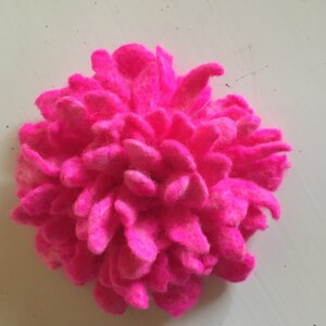 Lovely pink peony wool flower handmade peony wet felt flower vegan rose hair pin sweather pin save pin for shawl gift for her image 2