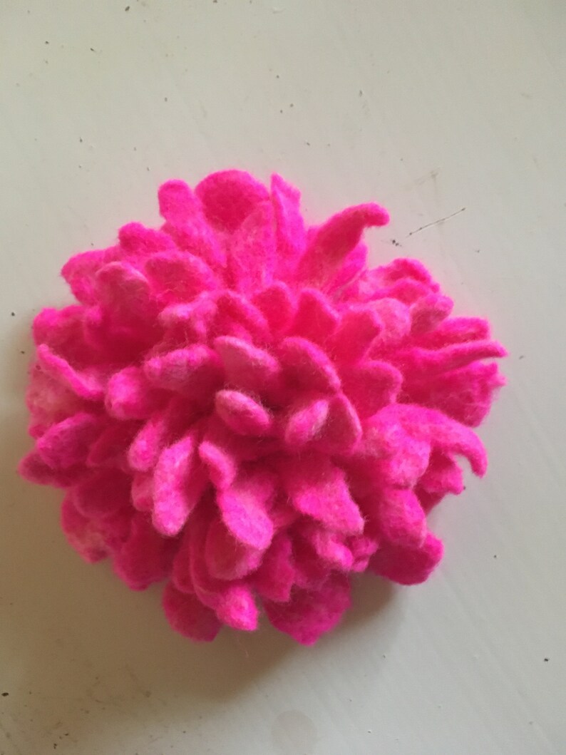 Lovely pink peony wool flower handmade peony wet felt flower vegan rose hair pin sweather pin save pin for shawl gift for her image 2
