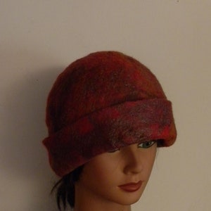 Womens hat red ombre  hat felt hat wool hat boho hat textured hat cloche hat art felt hat handcrafted hat stylish hat accept orders art deco