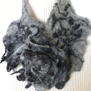 handmade wool collar flower collar sweather collar wool scarflette wool neck warmer gray scarf women&#39;s scarf neck scarf cowl scarf gift art