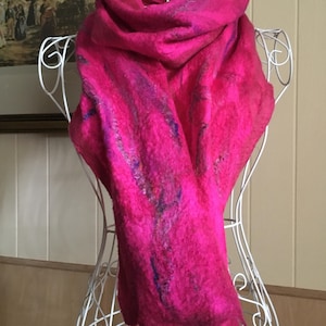 Handmade scarf soft wool scarf wet felted wool scarf art deco hand made wrap