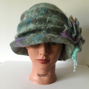 Handmade hat wet felted hat boho hat felted cloche 1920 hat felt cloche hat unique hat trend womens hat art deco
