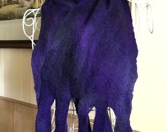 Hand Felted Wool and Silk Scarf: Lace Detail, Women's Fashion