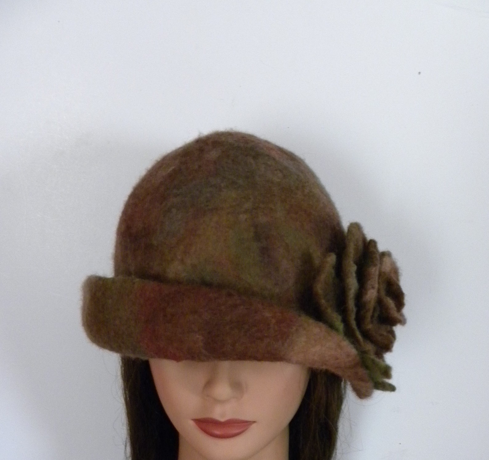 Handmade Hat Roses Flowers Hat Boho Hat Felted Cloche Copper - Etsy